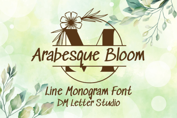 Arabesque Bloom Split Monogram: A Floral Display Font for Elegant Typography